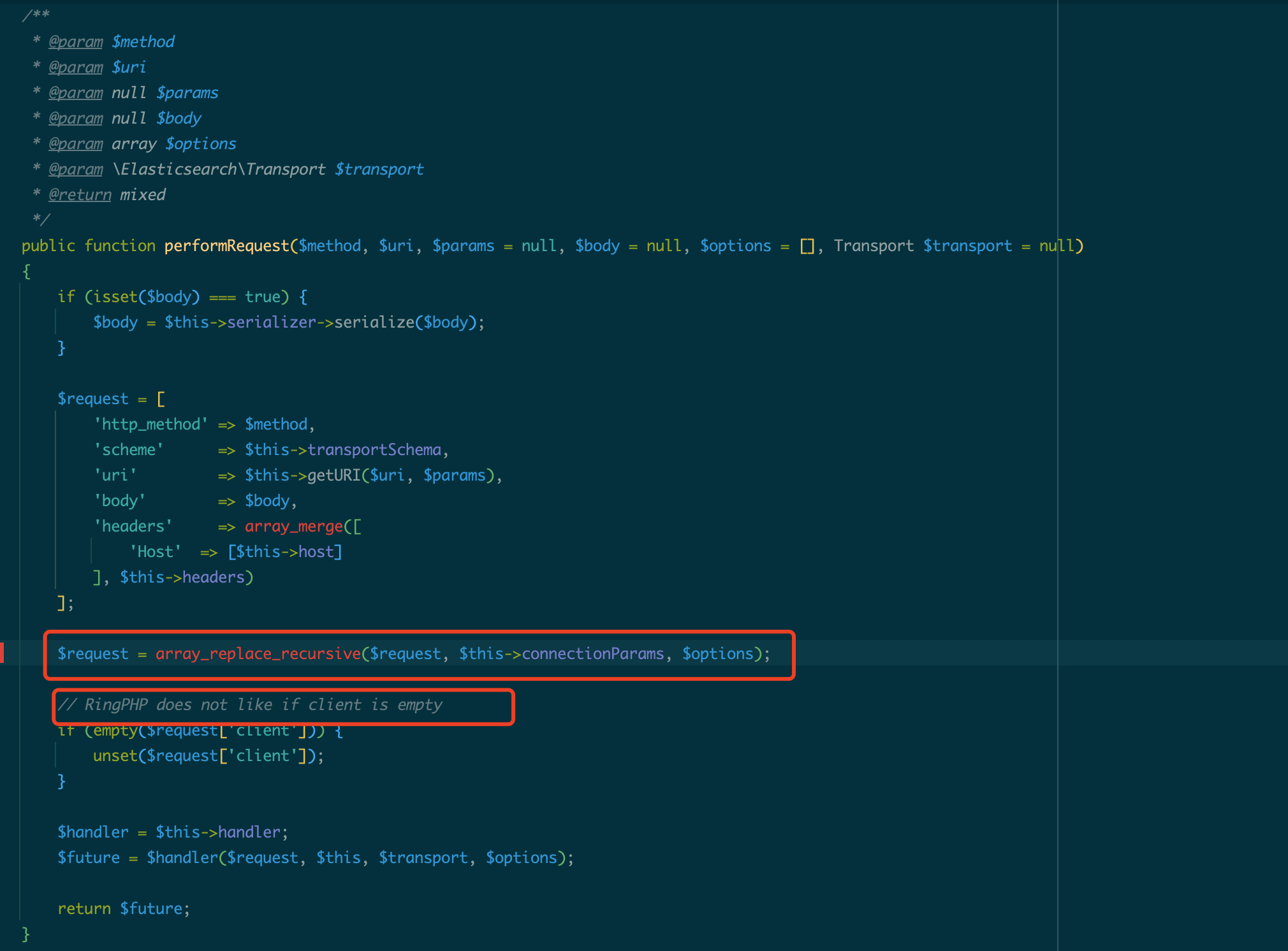 此处将调用ringPHP的curlHandler